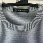 Brandy Melville Striped Cropped Tee Short Sleeve OS Blue White Made in Italy Photo 2