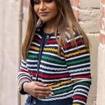 [La Ligne] x Target Navy Blue Textured Striped Cardigan Sweater Chunky Knit 2X Photo 1