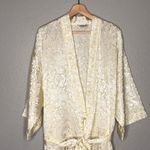 Lord & Taylor Robe Womens Ivory Satin Jacquard Floral Belted Bridal XL READ SIZE Photo 4