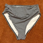 Cupshe Black And White Stripe High Waisted Bikini Bottom Size S NWT Stretch Photo 0
