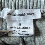 BeachLunchLounge Margo Striped Linen Cotton Wide Leg Cropped Crop Green Pants S Photo 3