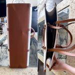 Tory Burch Blake Jumbo Tote Bag Canvas Leather Trim Neutral Cream Brown Cuoio Photo 2