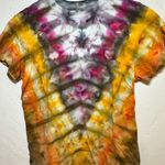 Handmade  ONE OF A KIND TIE DYE T SHIRT SZ SMALL EUC PINK ORANGEE YELLOW GRAY Photo 1