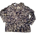 Juicy Couture  sequin print long sleeve cutout top‎ blue silver size L Photo 2