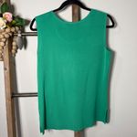 Ming Wang Green Sleeveless Knit Top Size Medium Scoop Neck Side Slit Photo 3