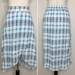 a.n.a NWT  Size 6 Green Naples Stripe Faux Wrap Skirt Photo 1