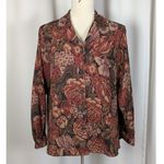 American Vintage 90s Vintage Fall Floral Top Shaket by Bon Worth Brown Black and Tan Size M Photo 13