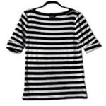 Lauren Ralph Lauren L Navy White Stripe Cotton Top Nautical Coastal Preppy Chic Size L Photo 8