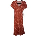 Marine layer  Emlyn Midi Wrap Dress Hemp Blend Palm Print Bruschetta Sz M Coastal Photo 2