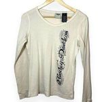 Harley Davidson VINTAGE  V-Neck Thermal Rhinestone Long Sleeve in Ivory Size M Photo 0