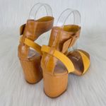 Bamboo  Yellow Milestone Croc Accent Ankle Strap Chunky Block Heel Sandals Sz 8.5 Photo 5