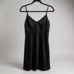 Source Unknown Vintage Jay Jacobs Black Satin Slip Mini Dress Spaghetti Straps V Neck Photo 1