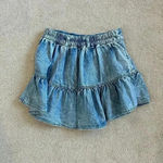 American Eagle NWT  Deni Blue Tiered Flared Cotton Mini Skirt Size M Photo 1