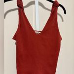 Miss Me  Rust Ribbed Tank with Knotted Straps Photo 0