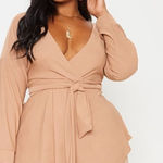 Pretty Little Thing NEW  Plus Camel Tie Waist Blouse Women’s 14 Photo 0