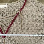A’reve Beige Crochet Long Sleeve Lace Up V Photo 10