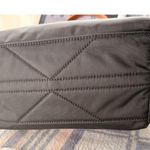 Frye Nylon Tote Satchel Bag Black with Brown Leather Trim Zip Pocket Everyday Photo 2