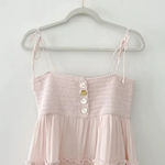 She Made Me Liv Crochet Tiered Mini Babydoll Dress in Petal Photo 7