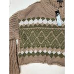 PaperMoon New Sweater Women’s Size S Brown Green Crop Boxy Fair Isle Chunky Knit Photo 4
