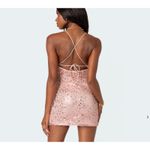 Edikted  Ballerina Lace Up Sequin Mini‎ Dress Medium Glitter Pink Homecoming NWT Photo 4