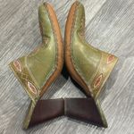 Frye  Phoenix Mule Green Tan Leather Cutout Slip On Western Heel Boho Cowgirl 7.5 Photo 3