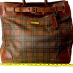 Ralph Lauren Tartan Plaid Brown Green Doctor Bag Boston Weekend Travel Bag Photo 13