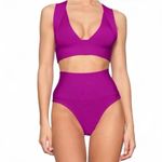 SKIMS Knit Swim Plunge Bikini Set – Magenta, Size M (Top + Bottom) Photo 0