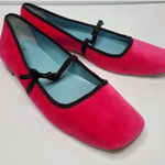 Frances Valentine Jude Mary Jane Velvet Pink Brown Ballet Flats Size 10B Photo 0