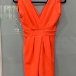Lac Bleu  Women's Highlighter Coral Orange Midi Sleeveless Dress Sz Small Photo 0