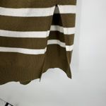Talbots sweater 1X long line open duster cardigan rib knit olive green stripe Photo 5