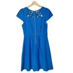 Anthropologie  Maeve Blue Aria Lattice Cut Fit & Flare Mini Dress 2 Photo 2