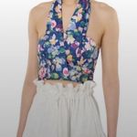 AMUR Womens nelly Bustier Floral Crop Top Halter Top Blue Size XL Photo 2