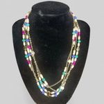 Calvin Klein Gold Chain Beaded Multi Strand Necklace Photo 0