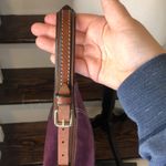 Dooney & Bourke DOONEY BURKE Purple Suede Brown Leather Top Handle Shoulder Bag Hobo Photo 9