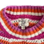 Hippie Rose  Pink Orange Crochet Chevron Cropped Sweater 90s Y2K Vibe Sz. Medium Photo 3