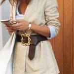 ZARA  rustic striped coat pinstripe belted blazer Bloggers favorite sz XS Photo 4