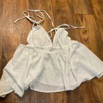 Princess Polly Tie Triangle Blouse Size 8 White Baby Doll Flowy Tank Flutter Photo 4