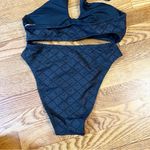 Cupshe Black Floral Eyelet Bandeau Halter Tie Back Bikini XS/Small NEW Photo 4