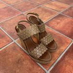 Tory Burch  Leather Ankle Strap Wedge Sandals Size US 10.5 Photo 4