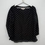 Loft Polka Dot Cotton Silk Blend 3/4 Sleeve Top Size Large Photo 0