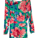 Lulus  Sweetest Song Green Floral Print Backless Long Sleeve Romper‎ M NEW Photo 0