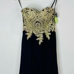 Windsor  Women's Black Gold Strapless Dress Size Small Prom Homecoming Party Photo 1