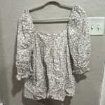 Storia Floral Print Babydoll Blouse Puff Sleeves Square Neckline Size Medium Photo 5