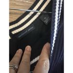 Westbound Fisherman Nautical V-Neck Sweater  Navy Blue White Sz L Petite Preppy Photo 2