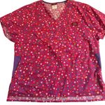 Dickies  Scrub Top XS  Pink Multicolor Flowers Daisy Cotton Scrubs Nurse Uniform Photo 0