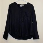 Everlane  The Popover Shirt Linen Long Sleeve Blouse Black Sz 4 Small Photo 2