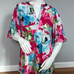 Honeyme  Pink Floral Kimono Sleeve Tunic Blouse Size S Photo 0