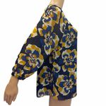 CAbi Lydia Navy Floral Chiffon Blouse Womens Large Photo 4