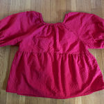 Old Navy  Cardinal Red Puff Sleeve Babydoll Peplum Top, Size M Photo 0