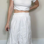 Grace Elements  100% Cotton White Flowy Midi Skirt Size Large Photo 0
